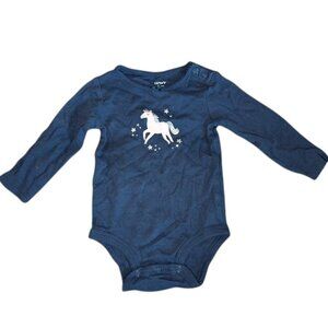 🐲3 FOR $9🦄 Carter's Long Sleeve Girls Unicorn Bodysuit One Piece Onesie 12M